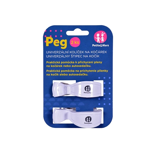Kolíček Peg na kočár White 2ks Petite&Mars