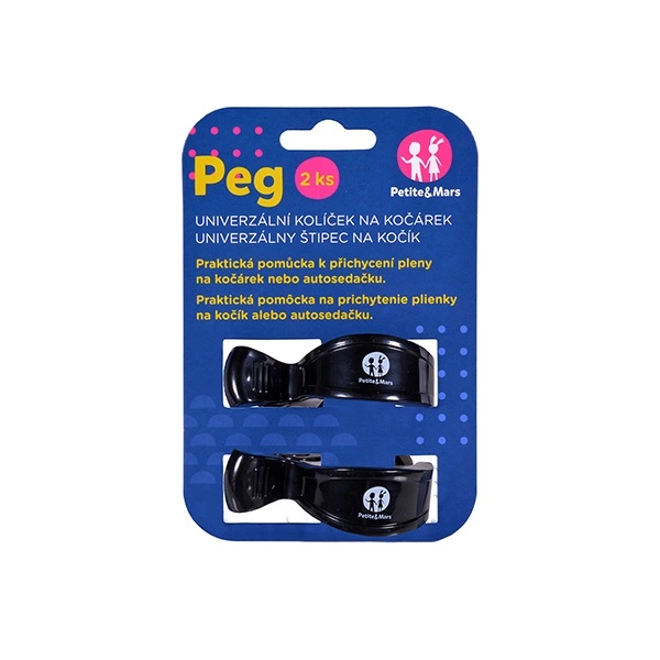 Kolíček Peg na kočár Black 2ks Petite&Mars