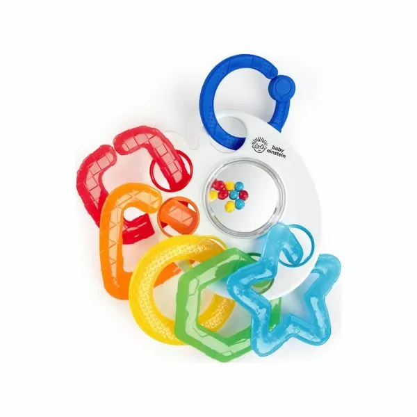 BABY EINSTEIN Kousátko s hrkačkou s C kroužky Shake, Rattle & Soothe™ 0m+