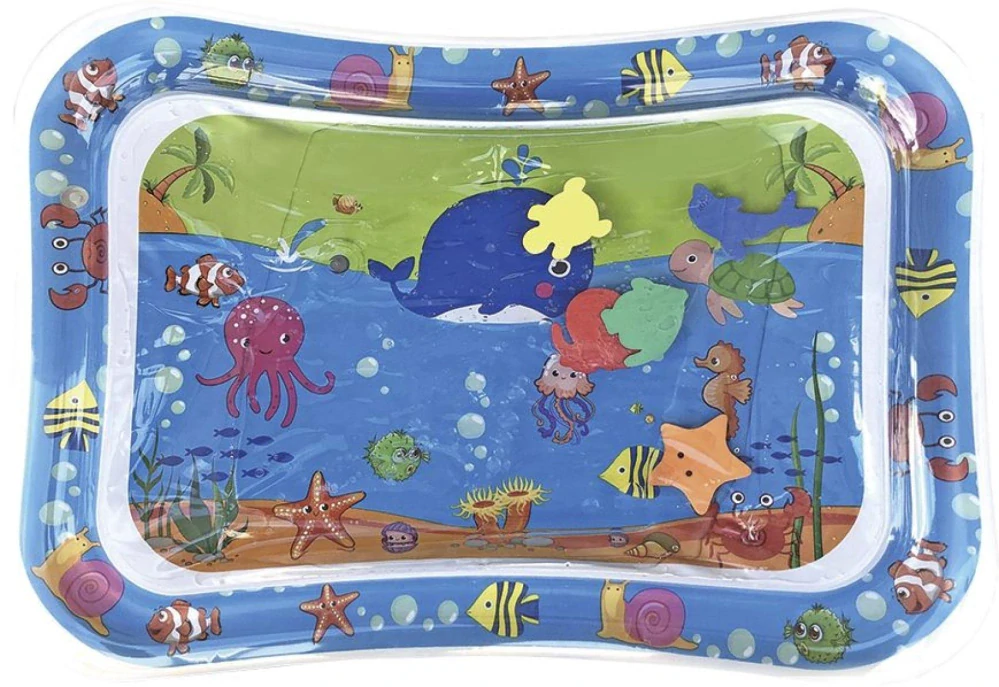 Vodní podložka mořská zvířátka nafukovací 65x48cm s pumpičkou v plastové tašce 18x19cm 4m+