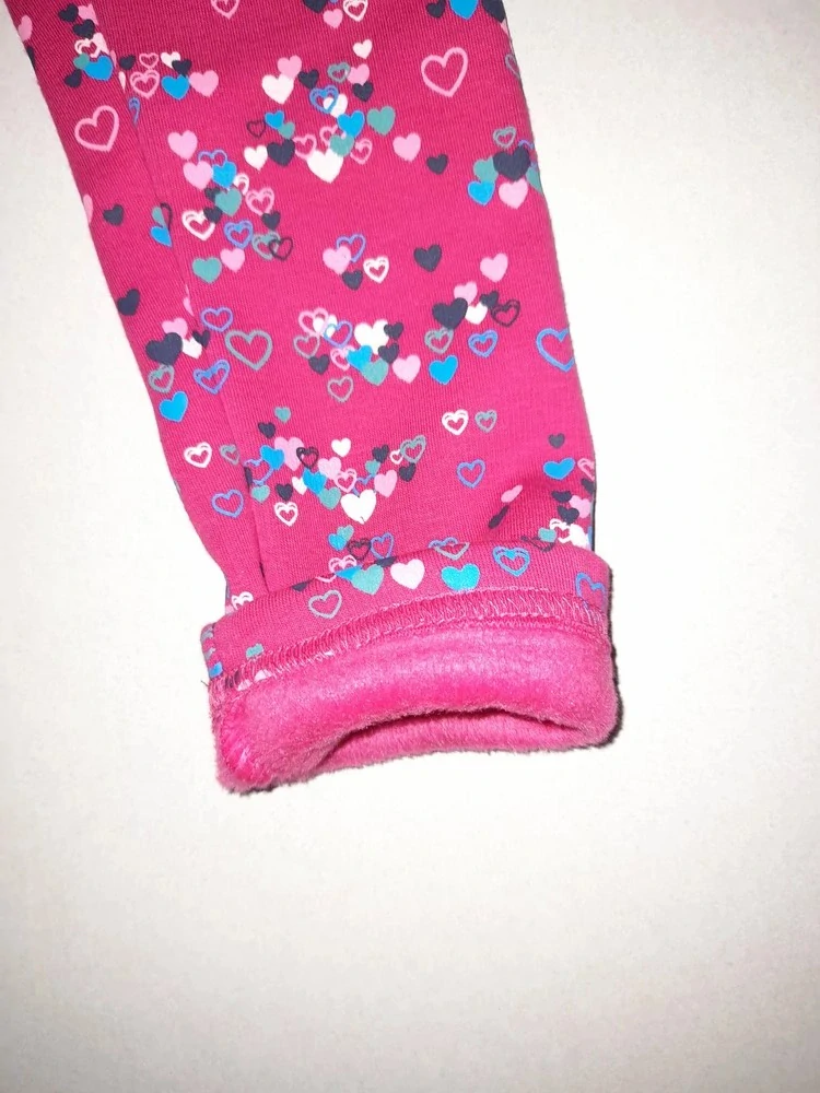 Topo dívčí zateplené legíny růžové potisk barevná srdíčka velikost 116