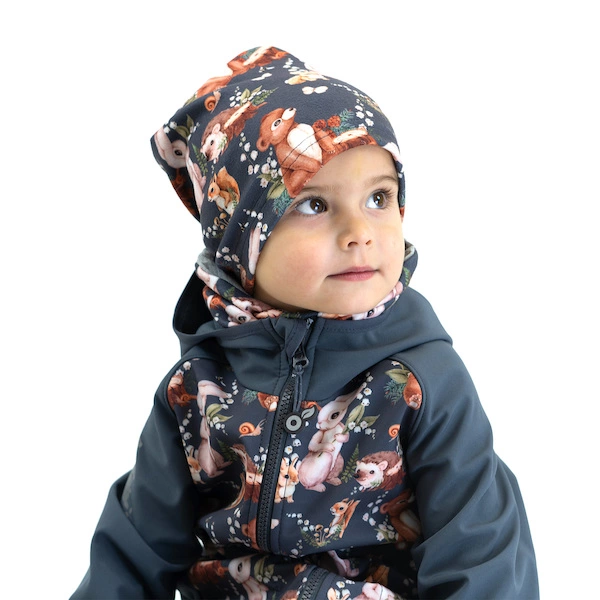 Dětská fleecová čepice spadená Unuo Zajíček velikost S