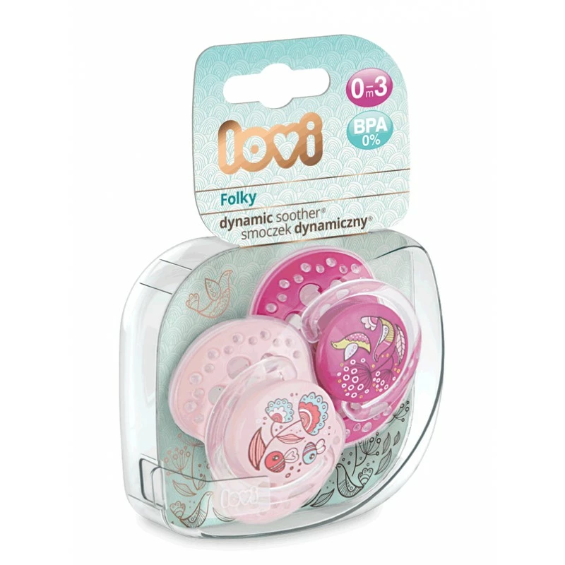LOVI Dudlík silikonový dynamický FOLKY 0-3m 2ks girl