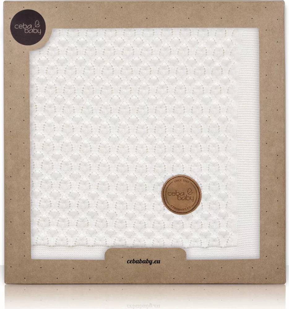 CEBA Deka pletená v dárkovém balení 90x90 krémové vlny
