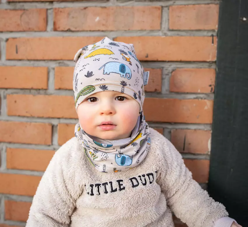 Bavlněná čepice Emitex s nákrčníkem zvířátka