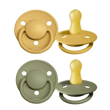 BIBS De Lux dudlíky z přírodního kaučuku 2ks velikost 2 (6-18měsíců) Honey Bee/Olive