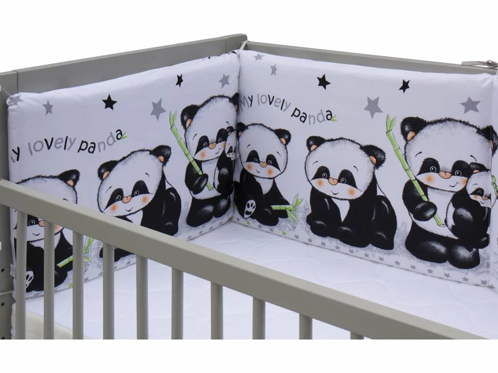 Mantinel do postýlky 4dílný - Scarlett Panda - 210 x 40 cm - bílá