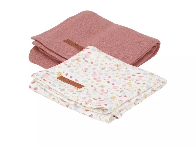 Little Dutch pleny 70x70cm Květiny Pink 2ks