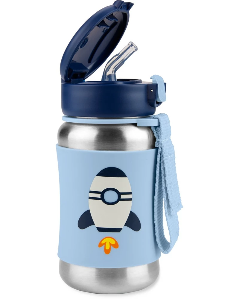 SKIP HOP Spark Style Láhev s brčkem na vodu nerez Raketa