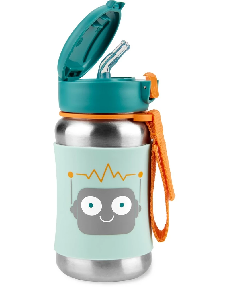 SKIP HOP Spark Style Láhev s brčkem na vodu nerez Robot