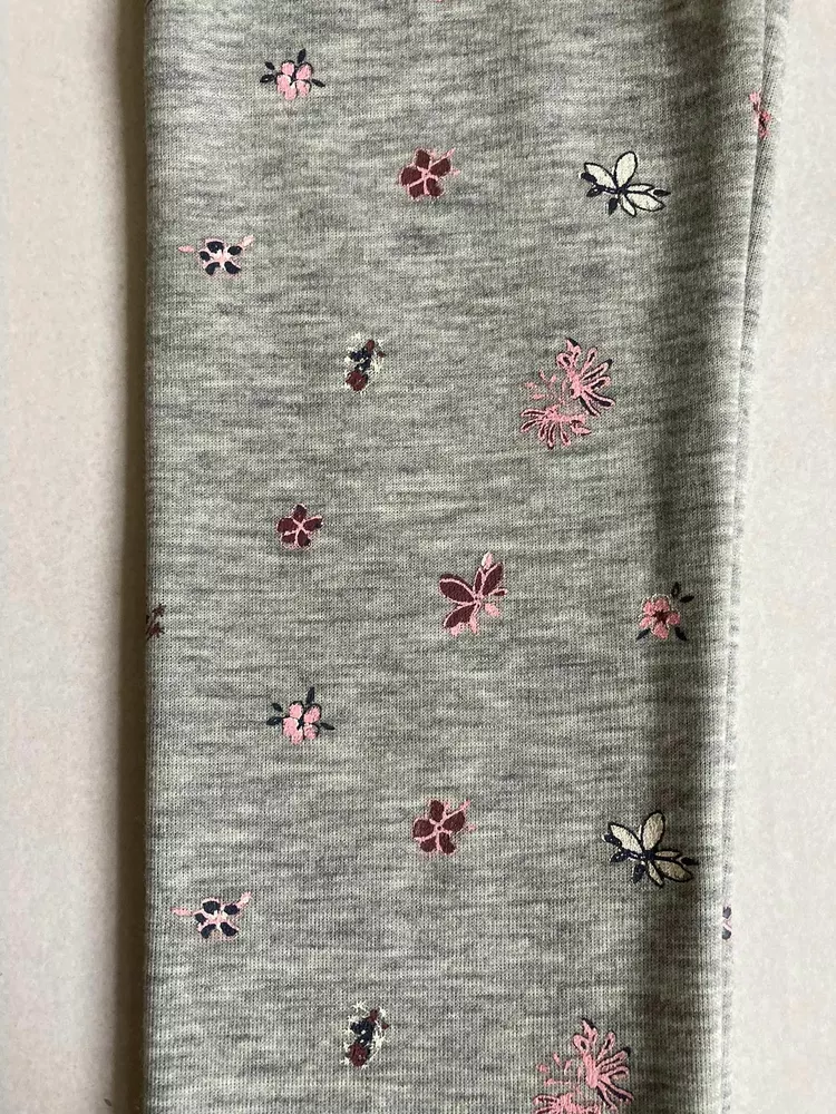 Topo dívčí zateplené legíny světle šedé drobné kytičky velikost 152