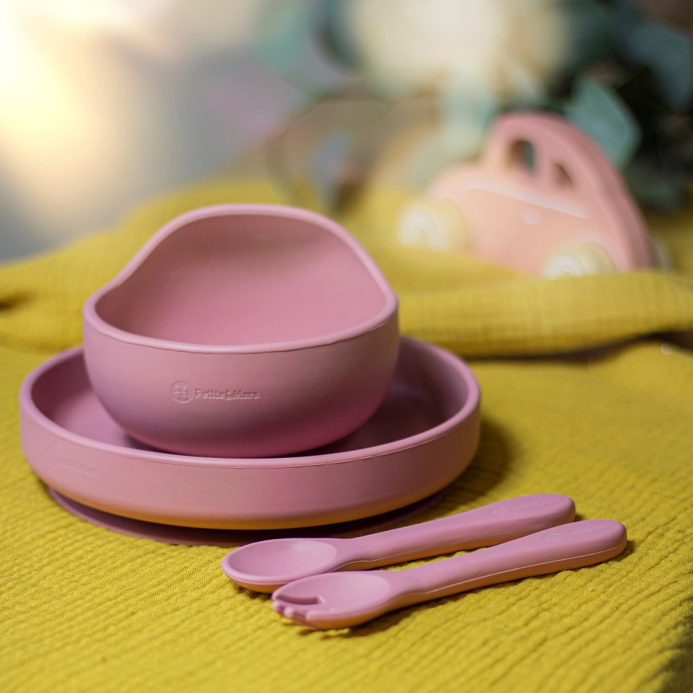 PETITE&MARS Miska silikonová s přísavkou TAKE&MATCH Dusty Rose 6m+