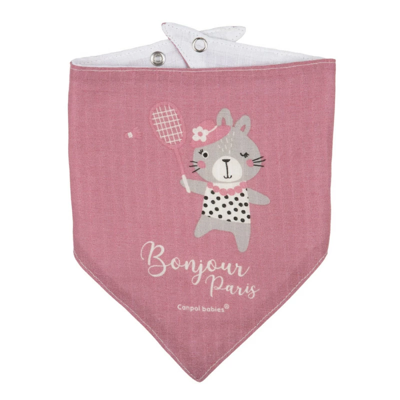 Canpol Babies Mušelínový slintáček BONJOUR PARIS 2 ks růžový