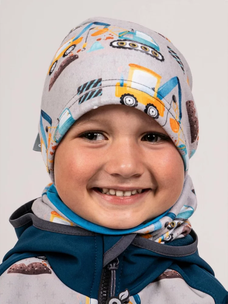 Dětská fleecová čepice spadená Unuo Bagry