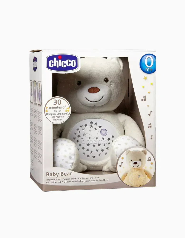 CHICCO Medvídek usínáček s projektorem a hudbou Baby Bear First Dreams neutral béžová 0m+