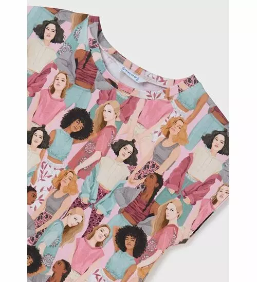 Dívčí tričko crop top Mayoral celopotisk 6034-3