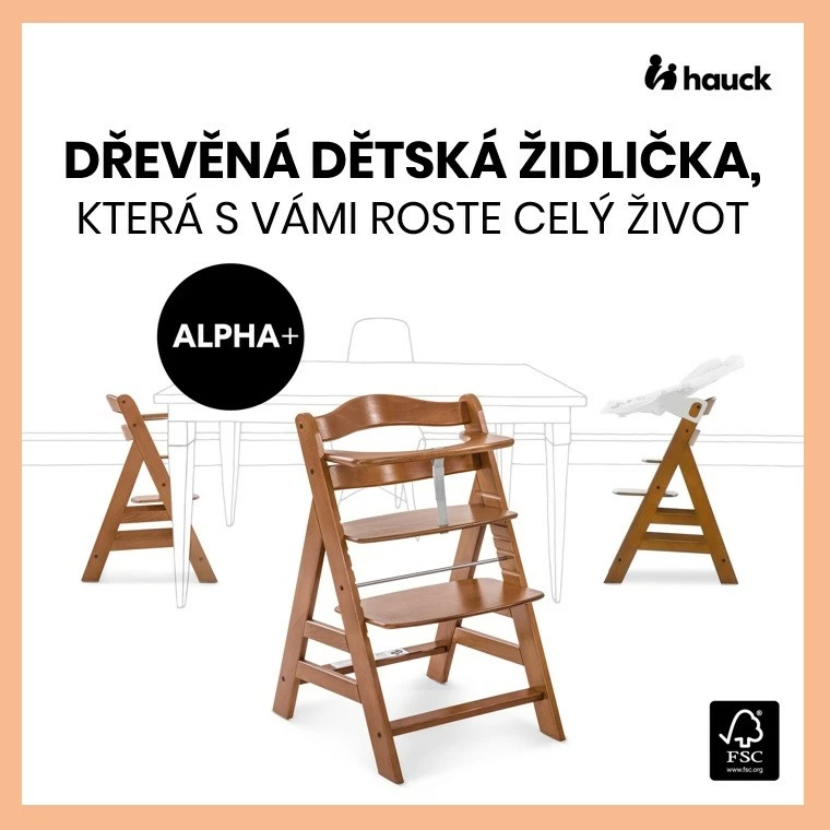 Jídelní dřevěná židle Hauck Alpha+ Walnut