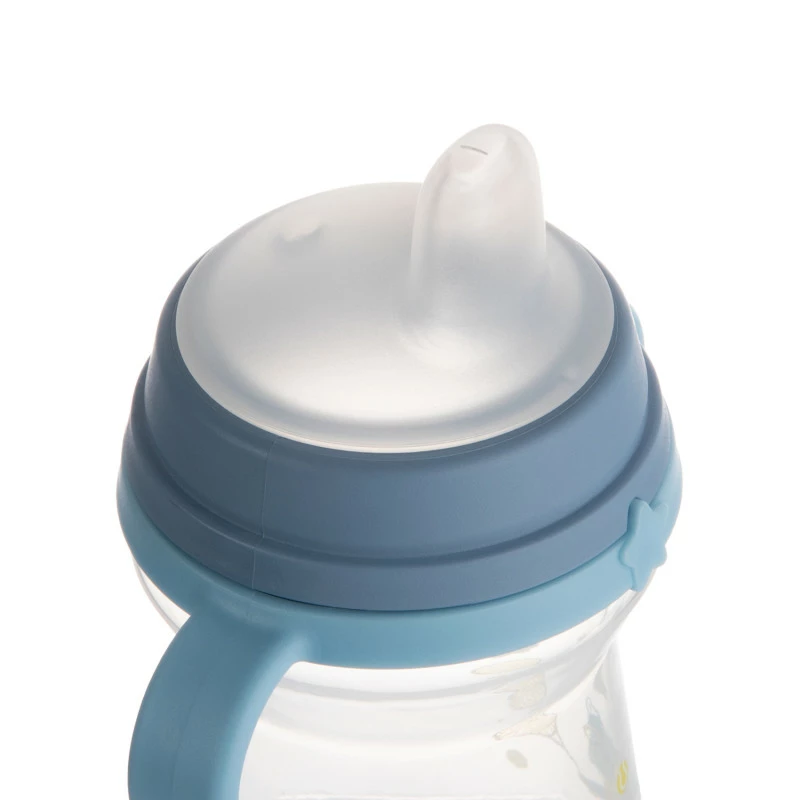 Canpol babies Hrneček se silikonovým pítkem FirstCup BONJOUR PARIS 250ml Blue