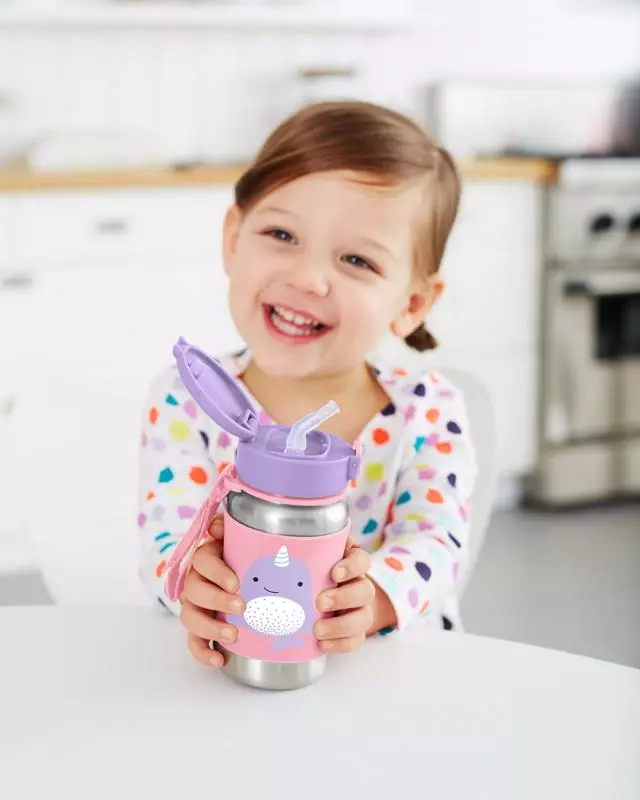SKIP HOP Zoo Láhev s brčkem na vodu nerez Narval 12m+