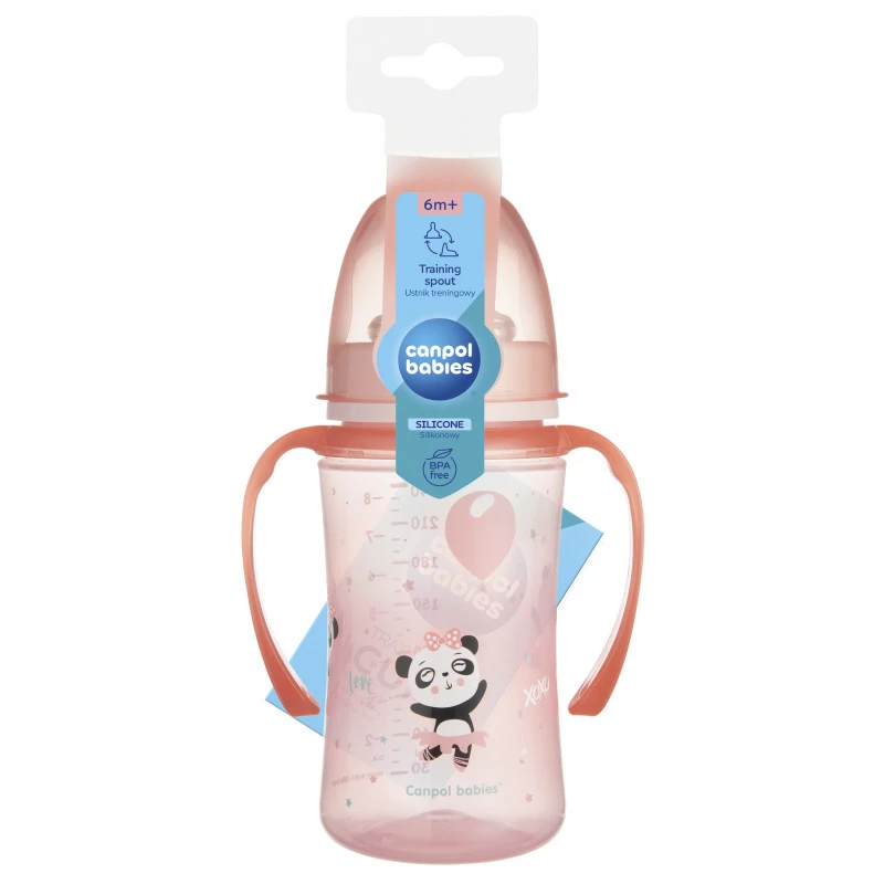 Canpol babies Tréninkový hrneček EXOTIC ANIMALS 240ml růžový