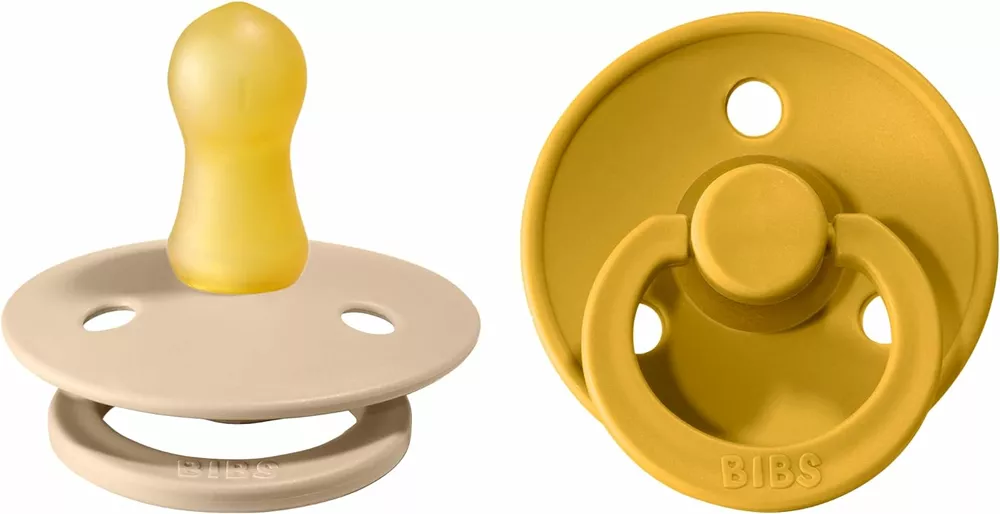 BIBS Colour dudlíky z přírodního kaučuku 2ks velikost 1 (0-6měs) Vanilla/Mustard