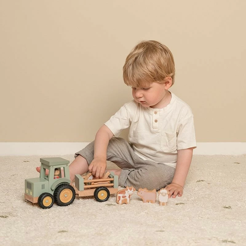 Little Dutch Traktor s přívěsem dřevěný Farma