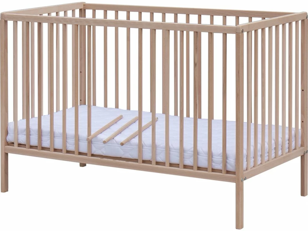 Dětská postýlka Scarlett Glera buk Eco přírodní vyndávací příčky 120 x 60cm