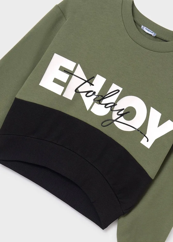 Dívčí mikina Crop top Mayoral 7406-73 khaki zelená