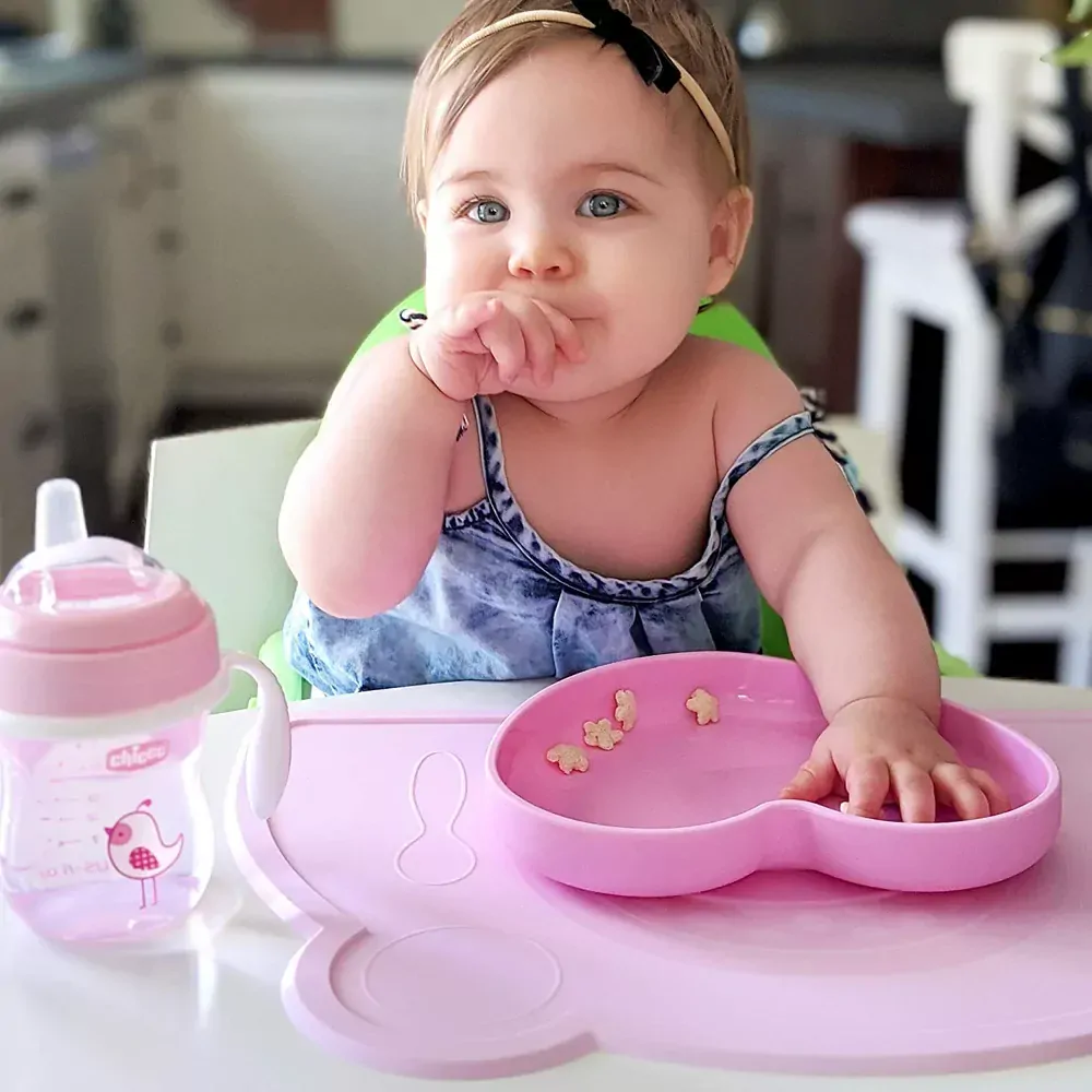 CHICCO Prostírání silikonové růžové 18m+