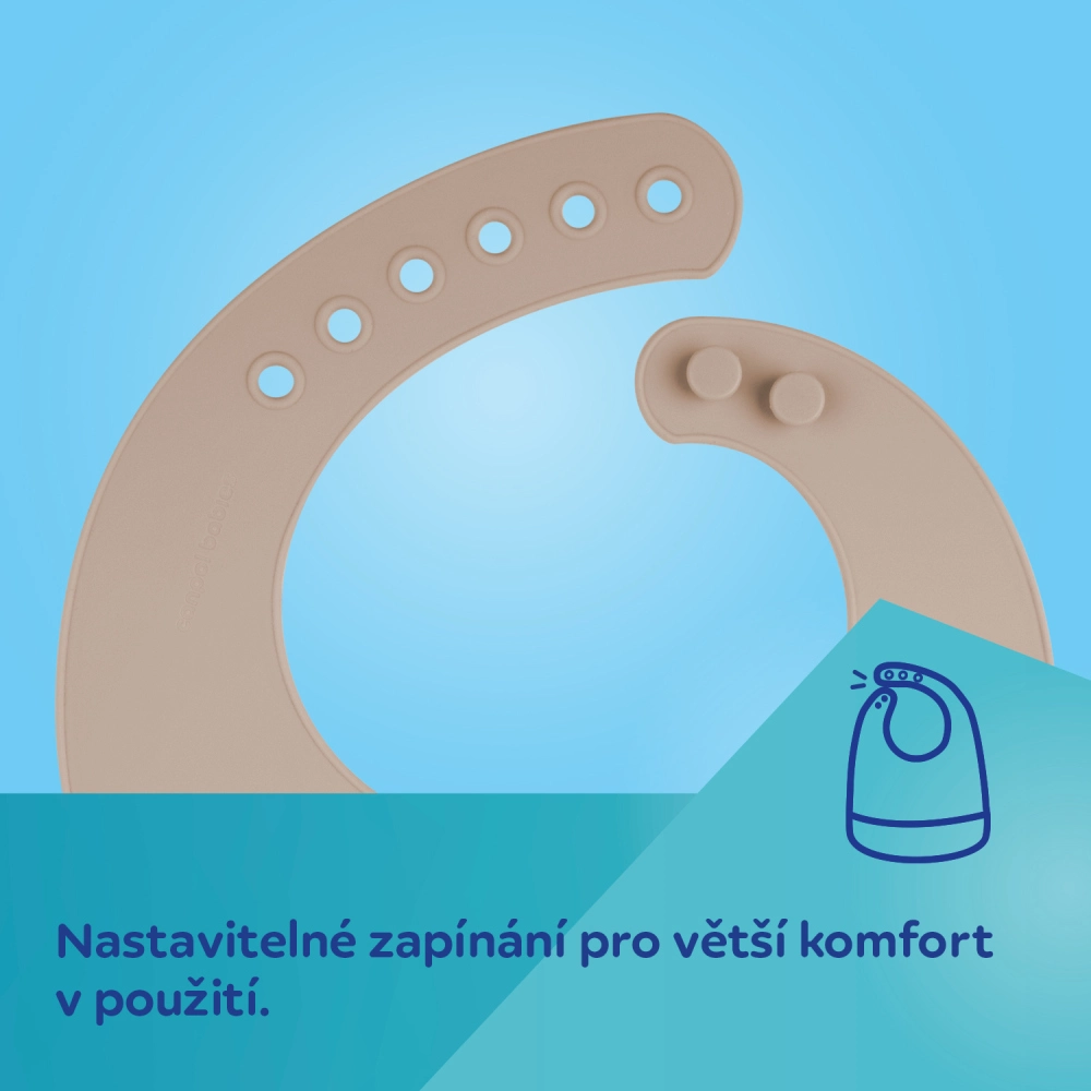 Canpol babies Silikonový bryndák s kapsou krémový