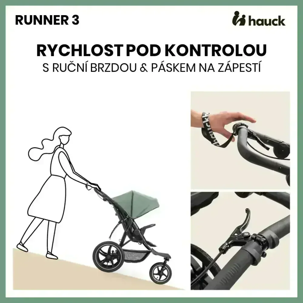 Hauck Sporťák Runner 3 s ruční brzdou Jungle Green