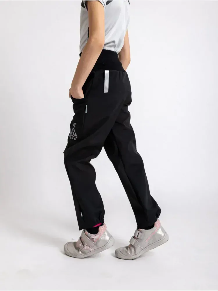 Dětské Softshellové kalhoty Unuo bez zateplení Basic, Černá velikost  104/110