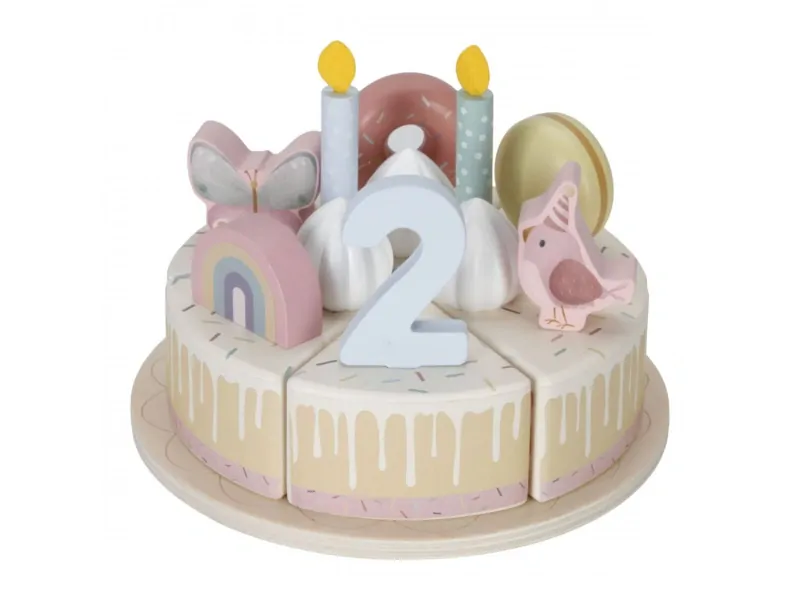Little Dutch Narozeninový dort 26 dílů dřevěný Pink