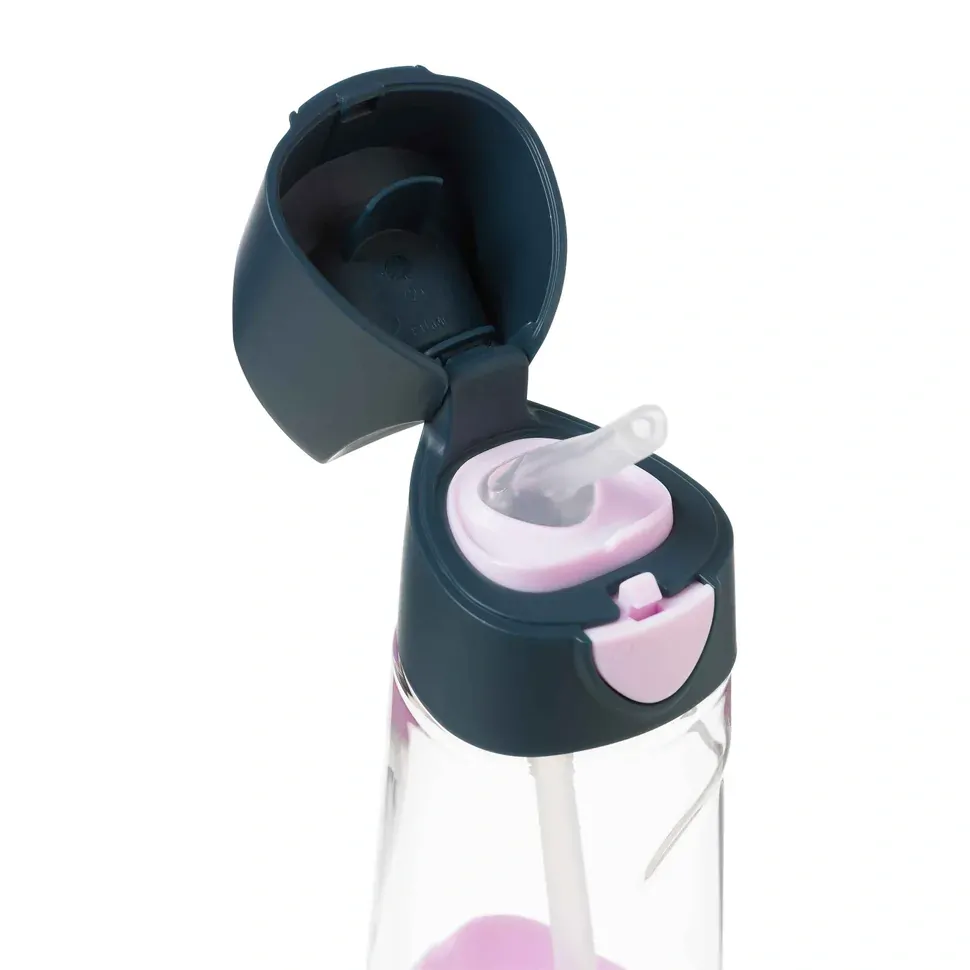 b.box Lahev na pití s brčkem 450 ml - Indigo/Růžová