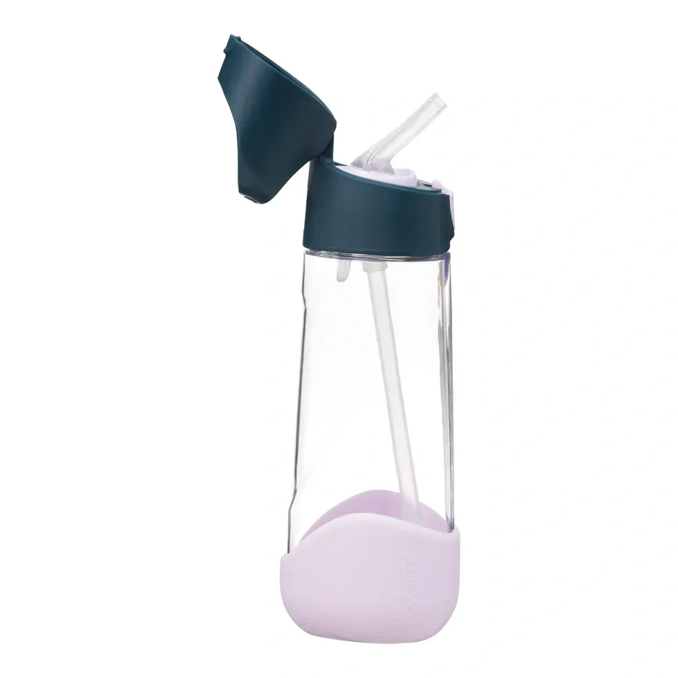 b.box Lahev na pití s brčkem 600 ml - Indigo/Růžová
