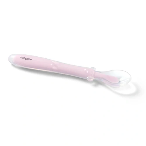 BABYONO Lžička silikonová - pink 6m+