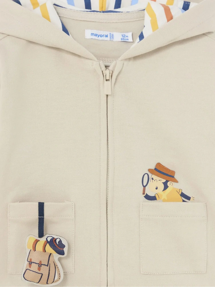 Chlapecká mikina  s kapucí Mayoral 1448-62 béžová velikost 98