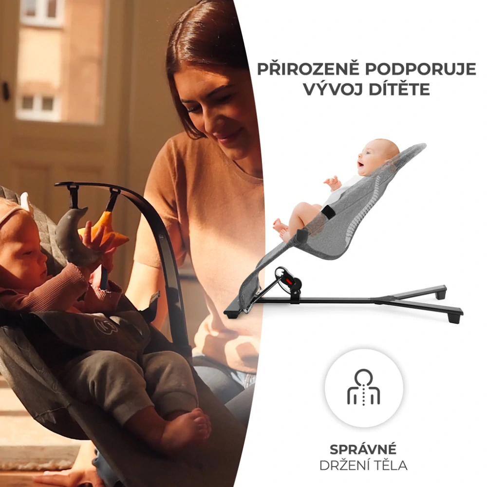 KINDERKRAFT Lehátko houpací Mimi Grey, do 9 kg