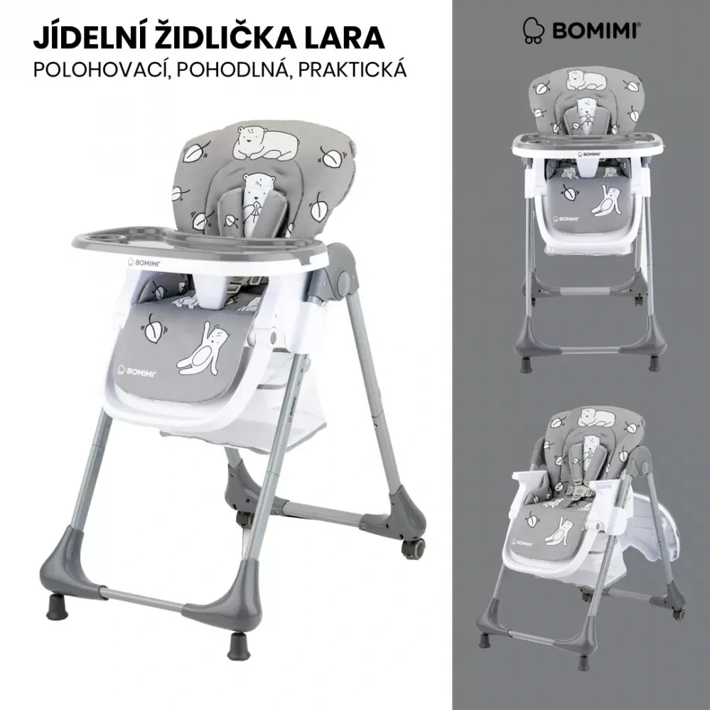 Bomimi jídelní židle LARA MEDVĚD grey xx