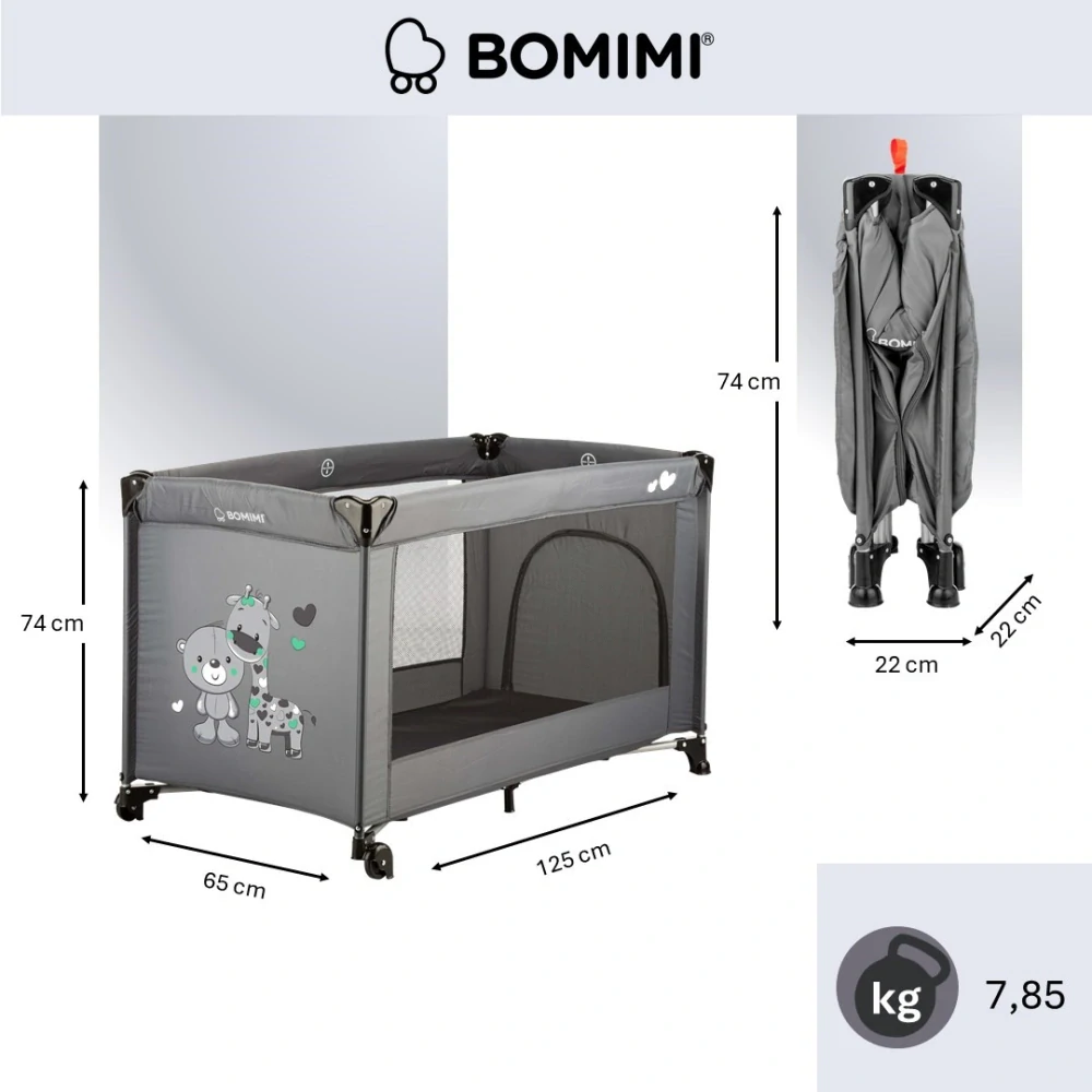 Bomimi Mondo 120 x 60 cm Giraffe & Bear/tmavě šedá