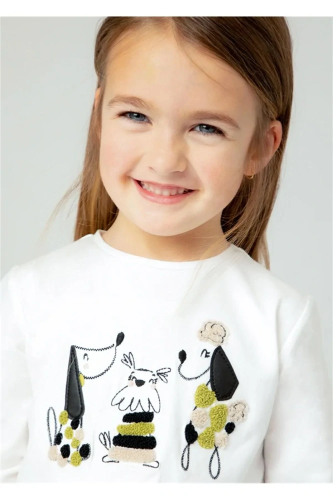 Dívčí triko dlouhý rukáv s pejsky Mayoral 4070 velikost 128