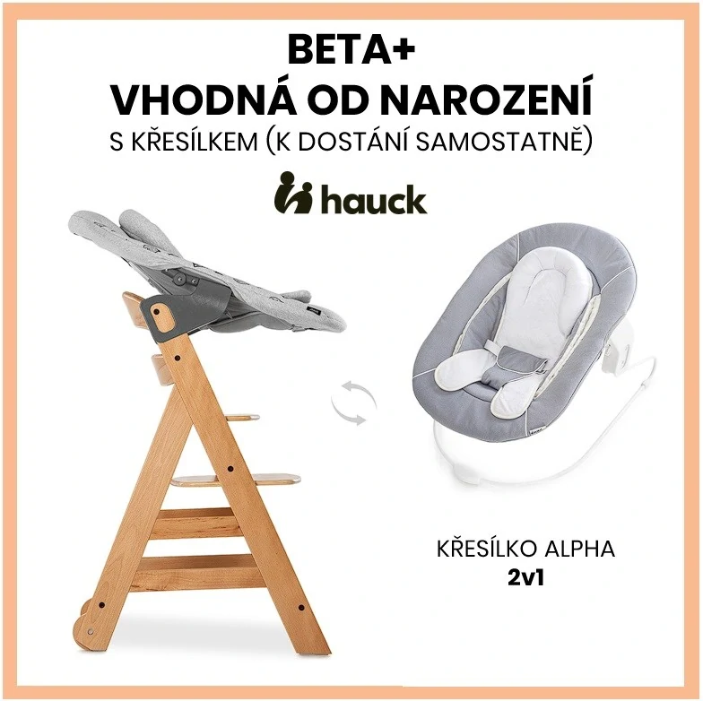 Hauck Beta+ B dřevěná židle, Natural