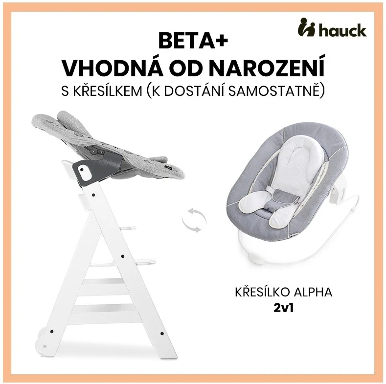 Hauck Beta+ B dřevěná židle, White