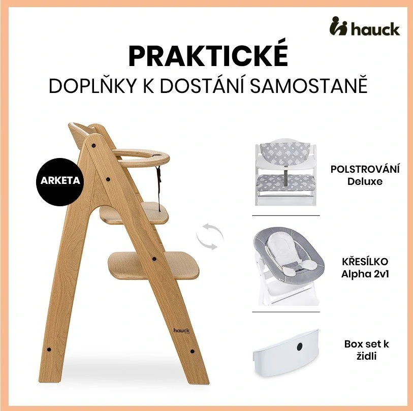 Hauck Arketa, dřevěná židle, Dub masiv