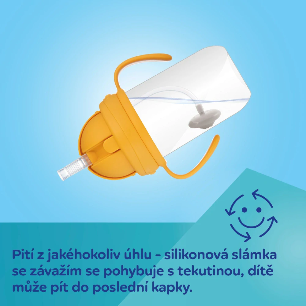 Canpol babies Hrneček nevylévací se slámkou a závažím BabiesBoo 270ml gepard