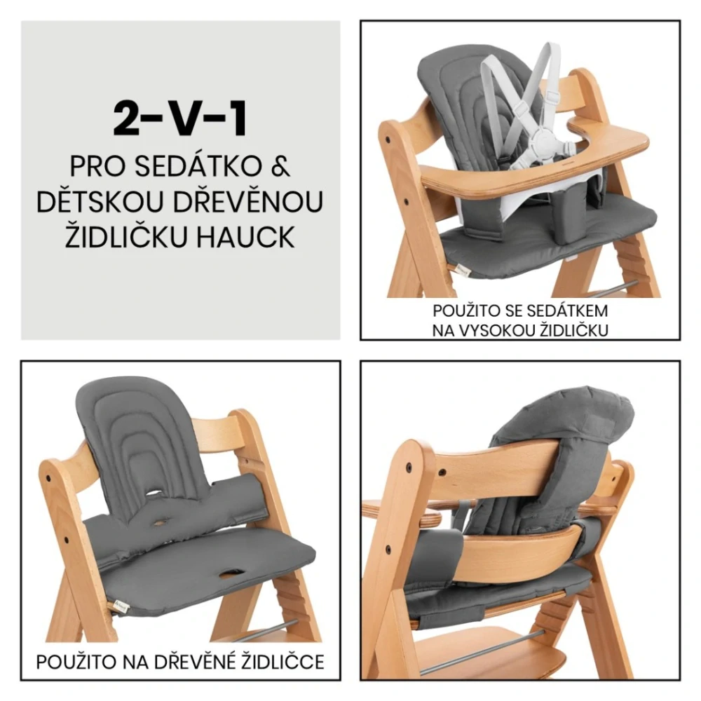 Hauck Polstrování na sedátko a dřevěné židličky Alpha+,Beta+,Arketa Dark Grey