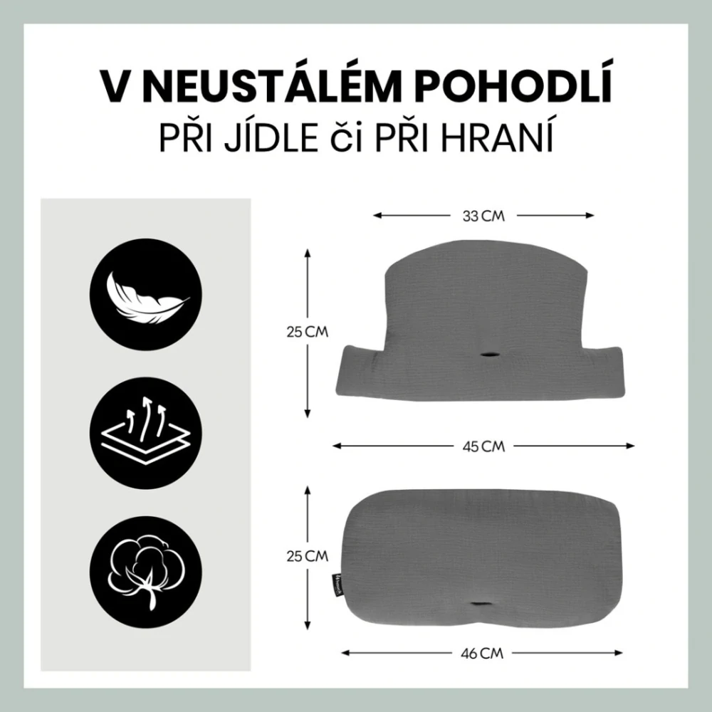 Hauck Polstrování Select na židličky Alpha+,Beta+ a Arketa, Muslin, Dark Grey