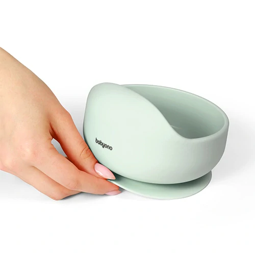 BABYONO Miska silikonová s přísavkou - sage 6m+