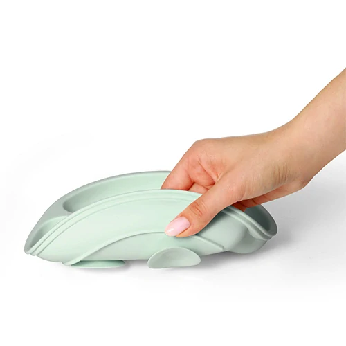 BABYONO Talíř silikonový s přísavkou - sage 6m+