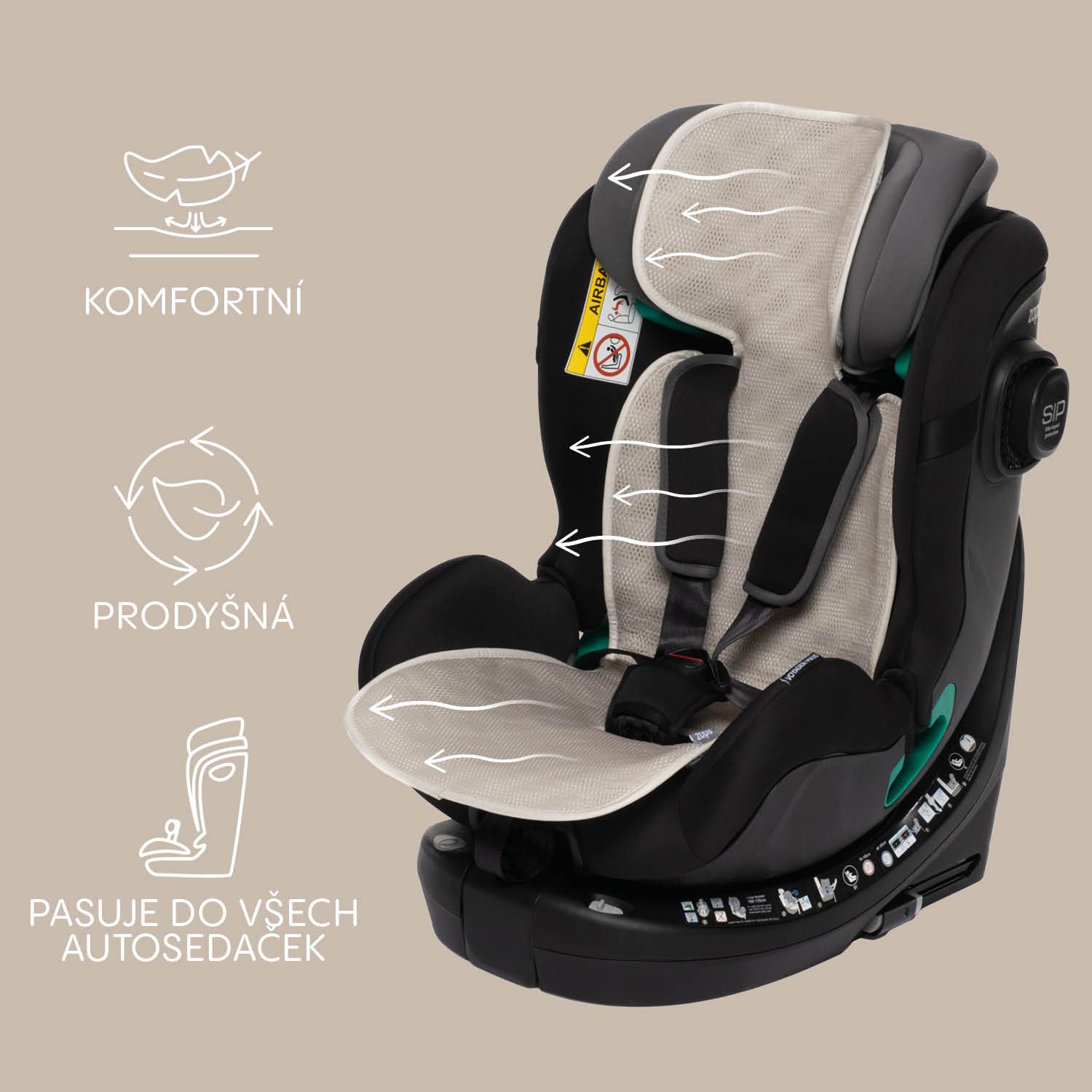 Prodyšná podložka do autosedačky Zopa Breeze sk. 1 - Coral Pink